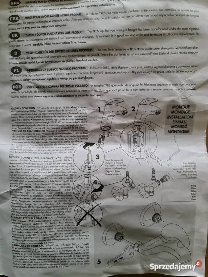 Bateria TRES wannowa natryskowa podtynkowa NOWA Hydraulika i armatura Puszczykowo