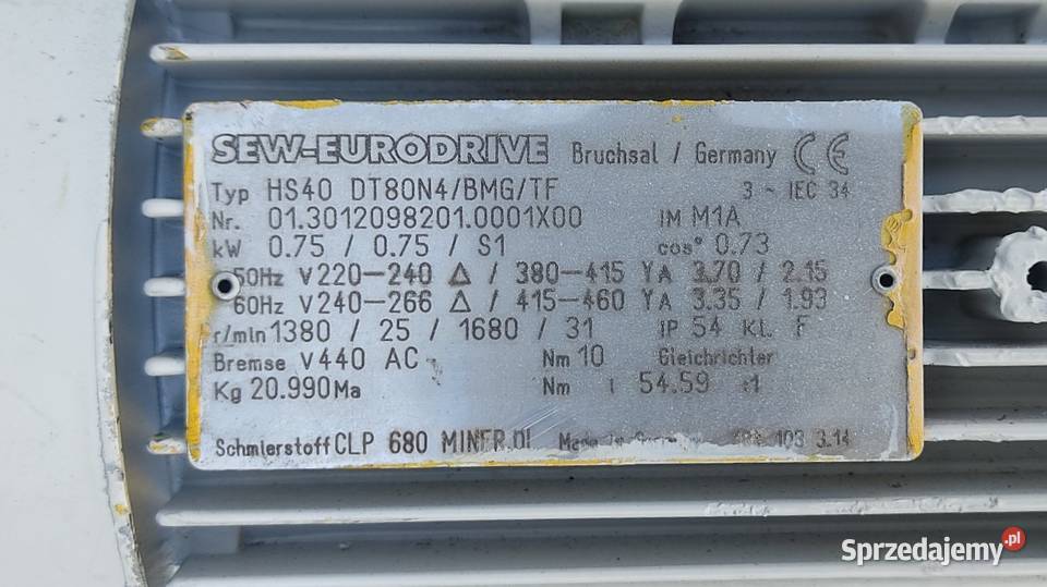 motoreduktor sew HS40 DT80N4 075 kw 25 obrmin Pozostałe Nowy Tomyśl