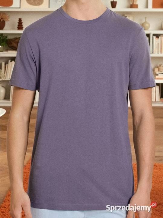 fioletowy tshirt męski Sinsay