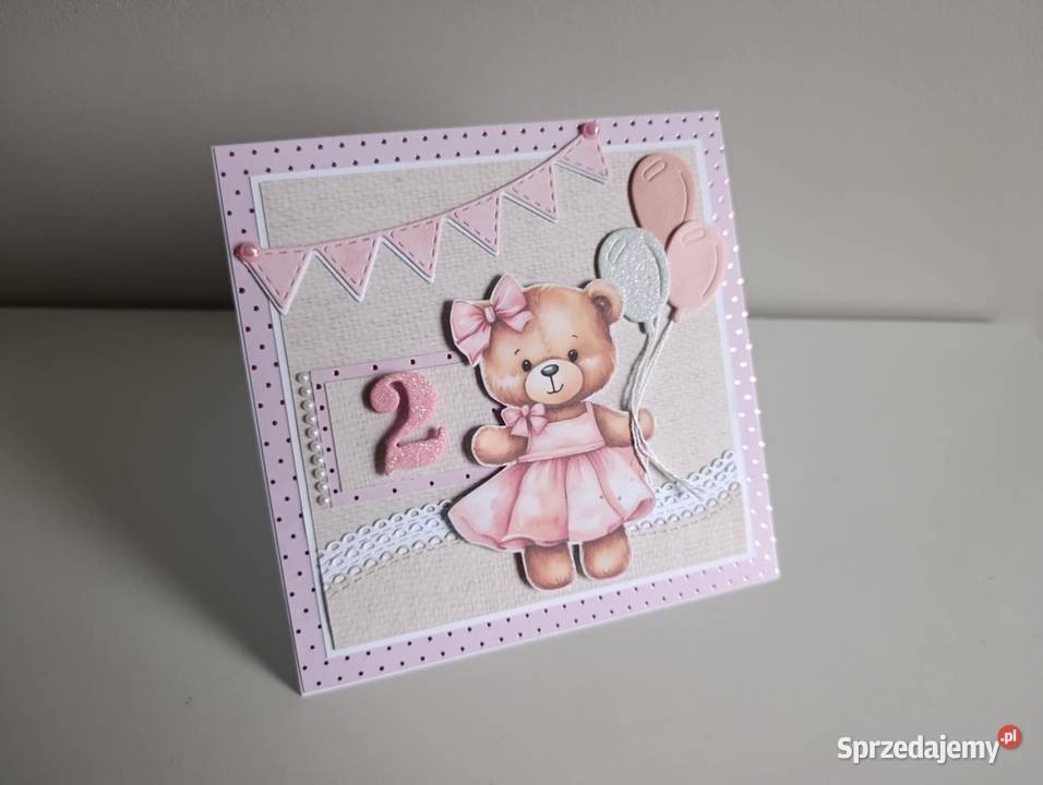 Kartka urodzinowa ręcznie robiona miś Łódź