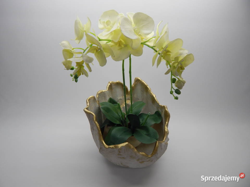 Donica Betonowa 36 Biała Złota Rękodzieło Grabina