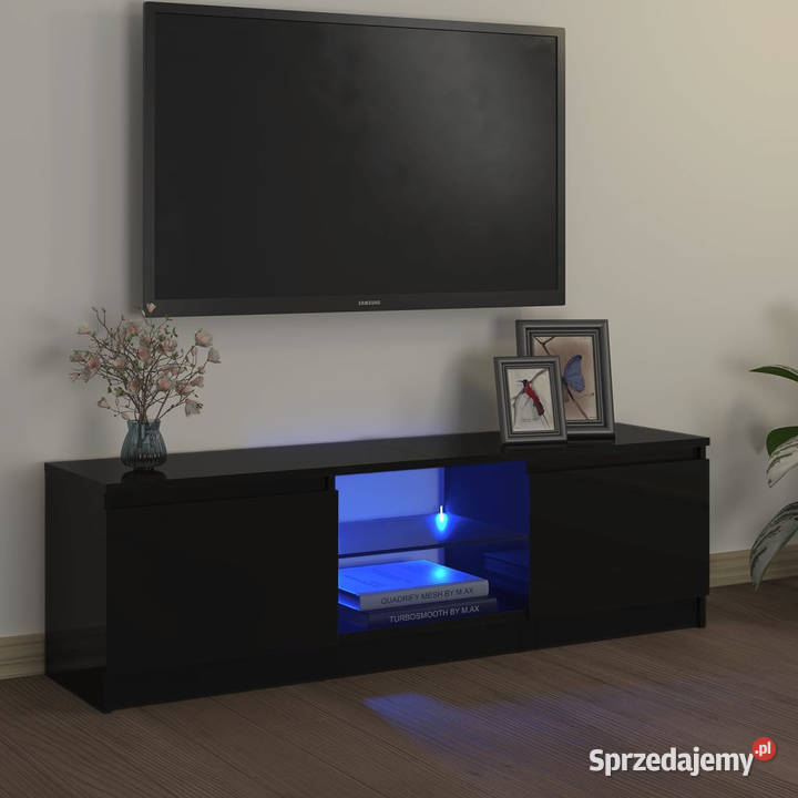 Szafka pod TV z oświetleniem LED czarna 120 x 30 Warszawa