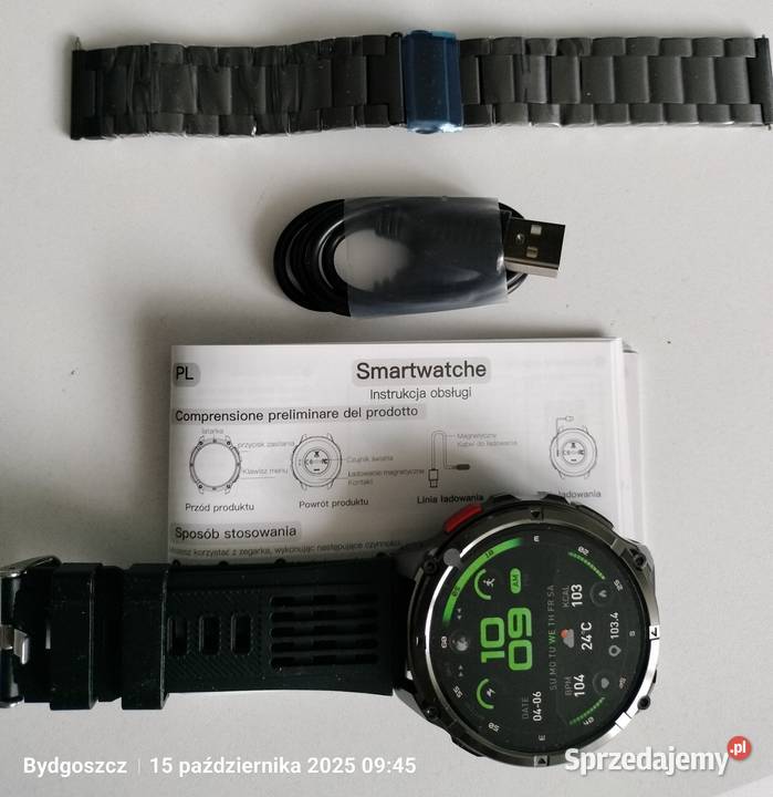 Sportowy smartwatch bateria 1100 mAh 17 cala Bydgoszcz