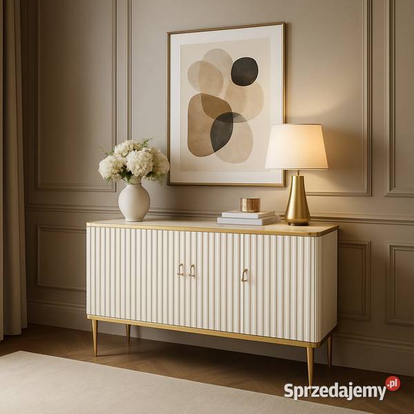 Złota komoda ryflowana Agi 160x40x87 Golkowice sprzedam