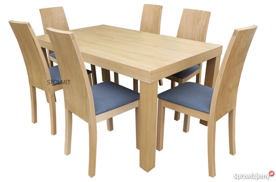 Dębowy stół z 6 krzesłami - odcień naturalny dąb - polecamy