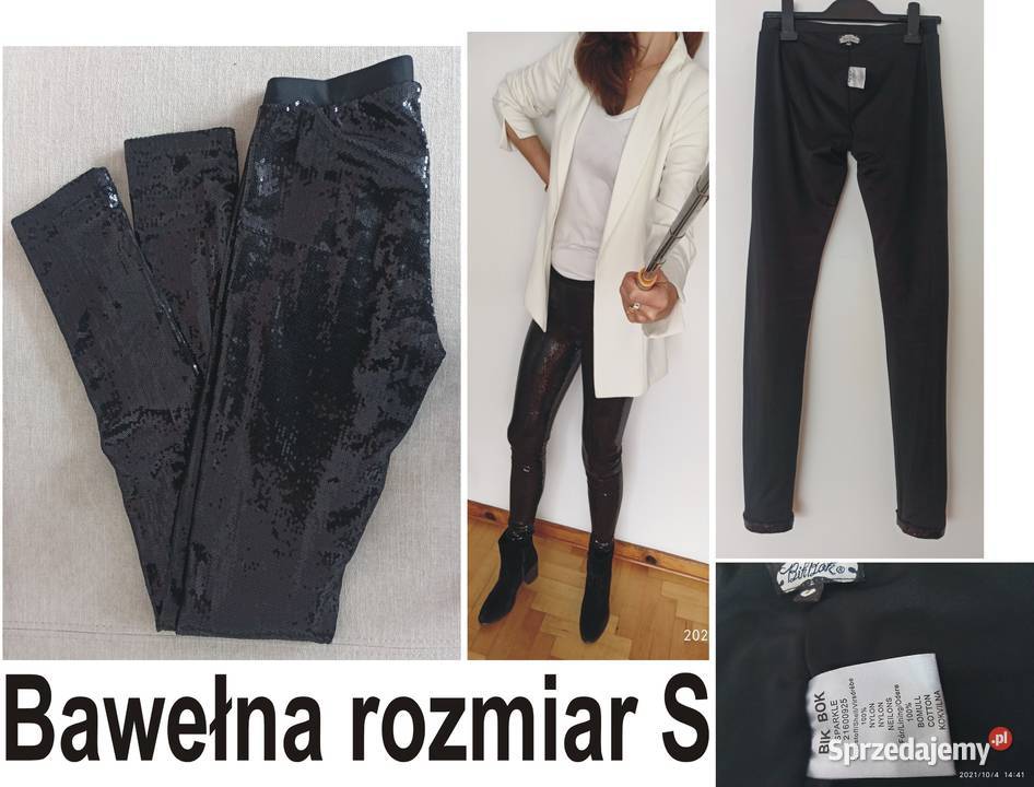 Czarne getry cekinowe rozmiar SM Radzyń Podlaski sprzedam