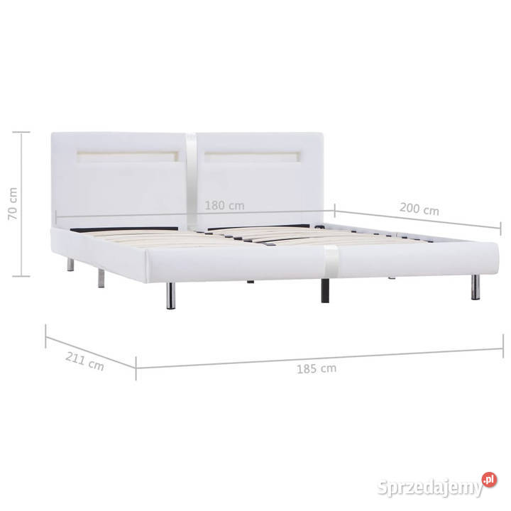 Rama łóżka LED biała sztuczna skóra 180 x 200 Warszawa