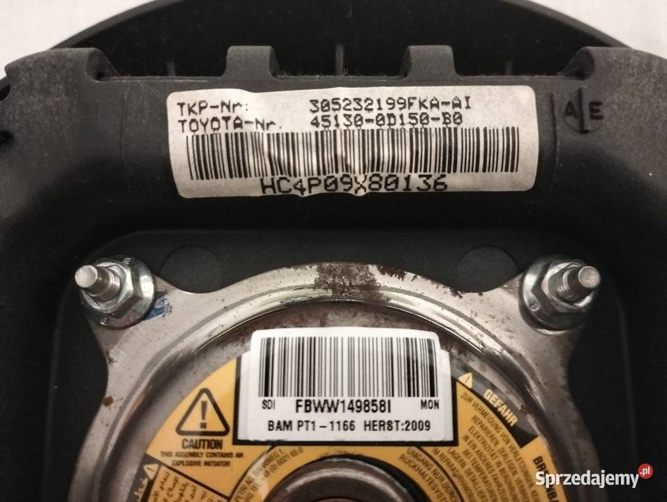 Toyota Yaris poduszka kierowcy Rok produkcji 2009 Łódź