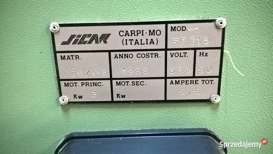 Frezarka dolnowrzecionowa włoska SICAR Moc Bydgoszcz sprzedam