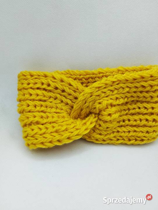 Damska żółta ciepła opaska turban handmade Olsztyn