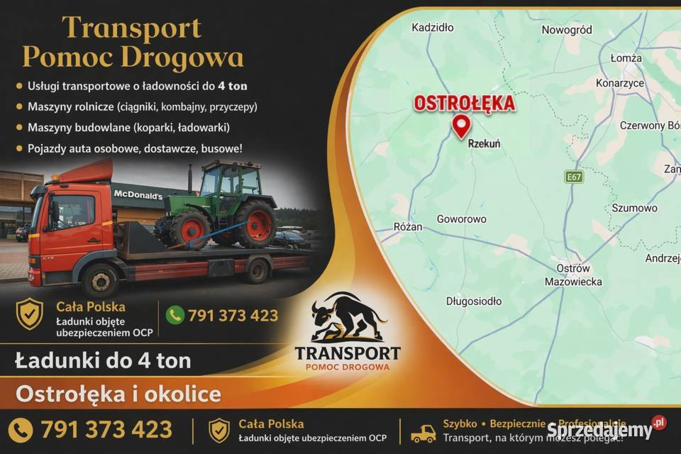 Transport laweta do 4T Pomoc drogowa Ostrołęka