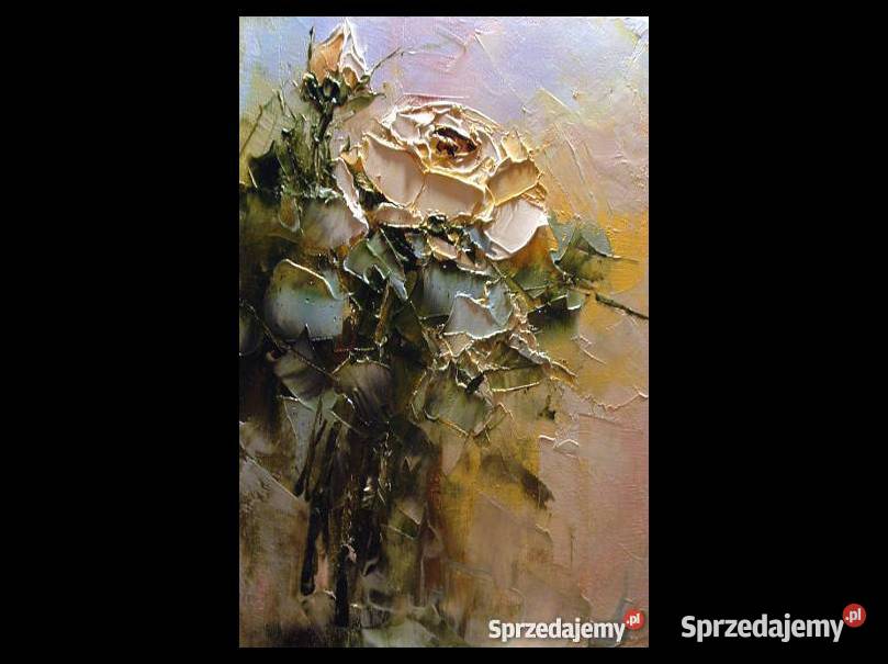 Róża 20x30 obraz olejny widoczna faktura sprzedam