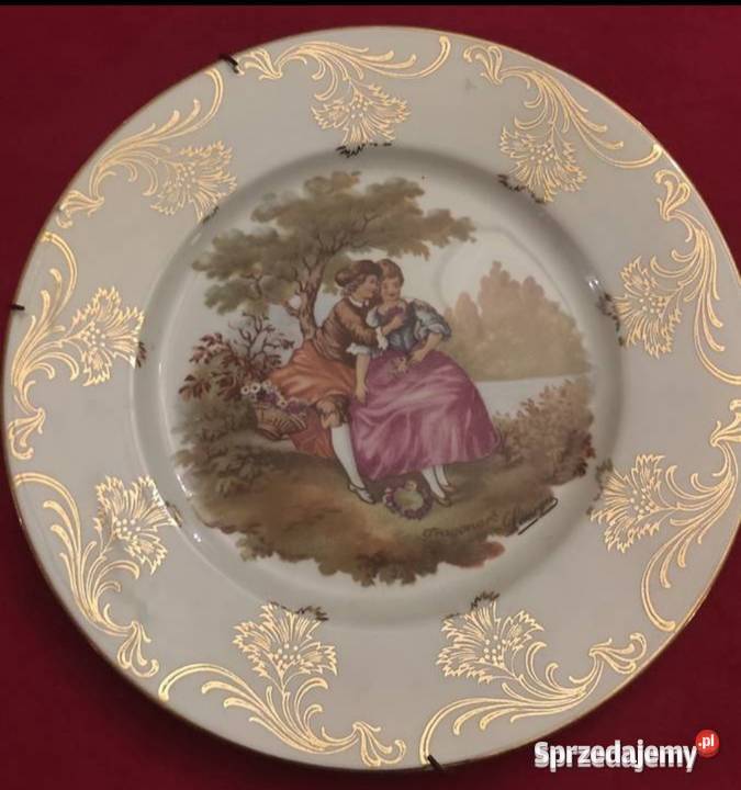 Vintage La Reine Limoges Porcelana Patera złoto Porcelana i szkło
