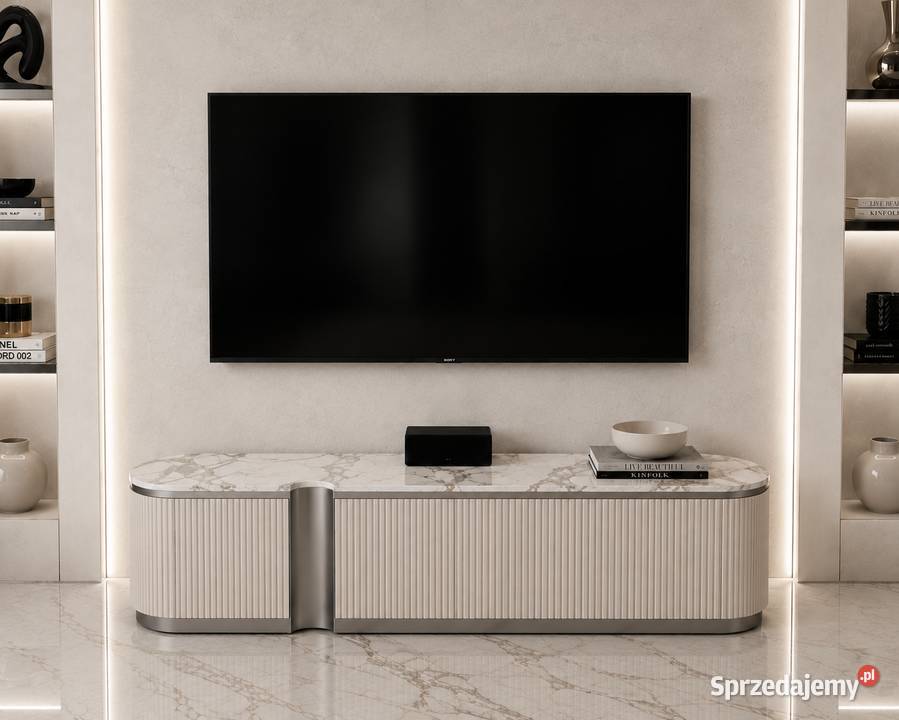 Komoda RTV złota Nutris Glamour Premium Meble Golkowice