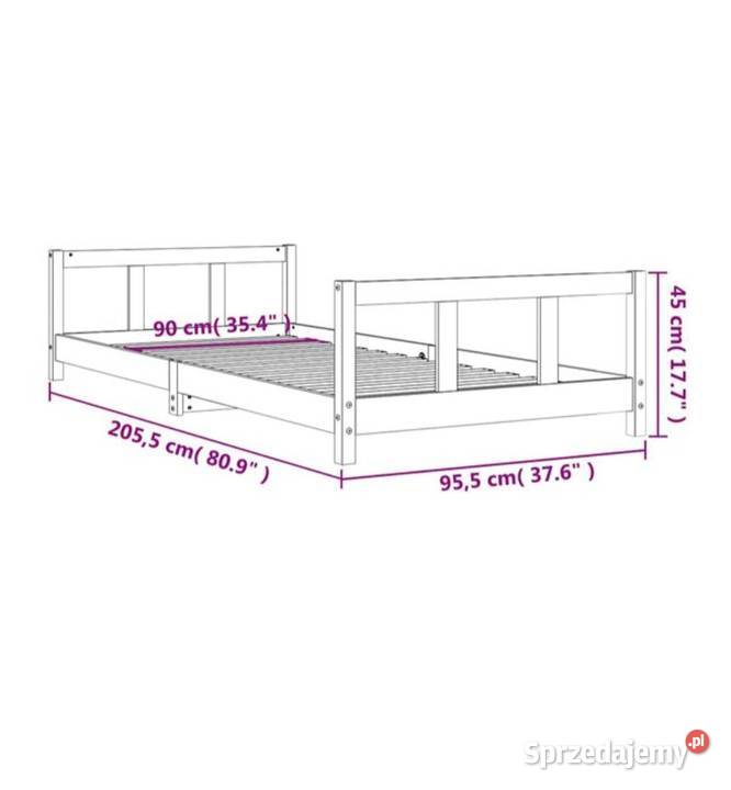 Rama łóżka biała 90x200 drewno sosnowe Łóżka i materace śląskie Poręba