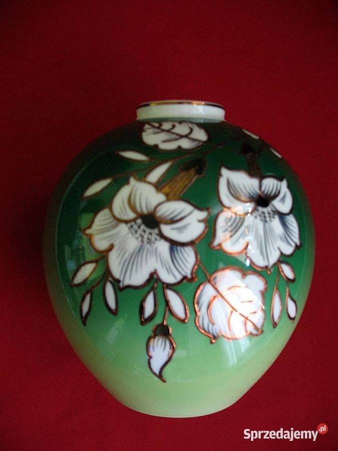 Wazon Ręcznie malowany złoty relief porcelana 14 Siedlce