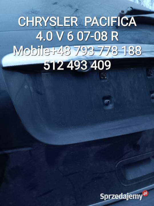 KLAPA TYLNA CZARNA CHRYSLER PACIFICA 40 V 6 0708 wielkopolskie Kawnice