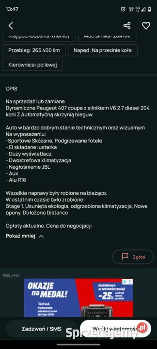 Sprzedam Peugeot 407GT coupe 27hdi automatyczna