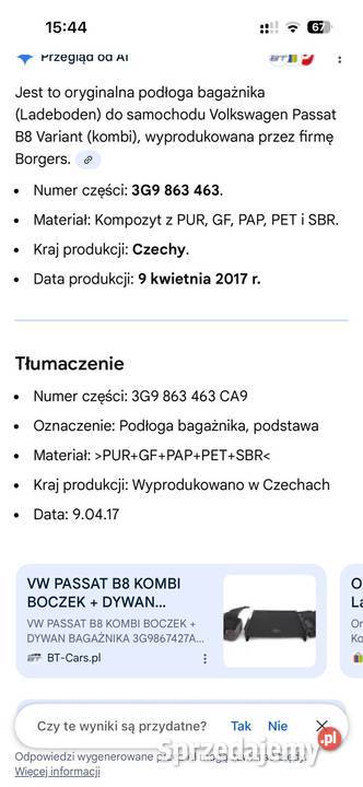 Jest to oryginalna podłoga bagażnika do samo Rok produkcji 2016 wielkopolskie Zduny sprzedam