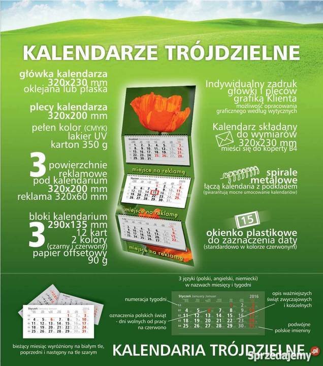 Kalendarze reklamowe ścienne biurkowe z reklamą reklama