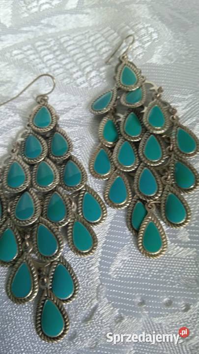 OKAZAŁE TURKUSOWE KOLCZYKI POSREBRZANE posrebrzane Piła sprzedam