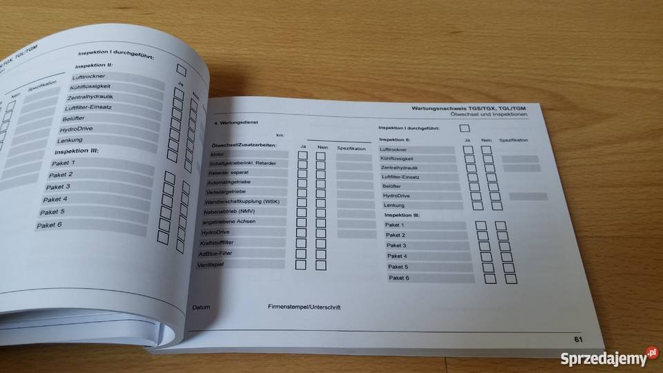 Książka serwisowa MAN Wartungsnachweis Szamotuły