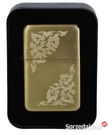 Elegancka Złota Zapalniczka Benzynowa z Grawerem Ostrowy nad Okszą