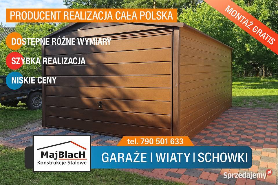 TANI Garaż Blaszany 3x5 Drewnopodobny Garaże blacha małopolskie Sucha Beskidzka
