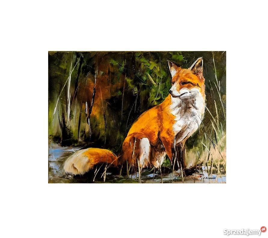 Kowalik Lis Obraz olejny 40x30 Warszawa