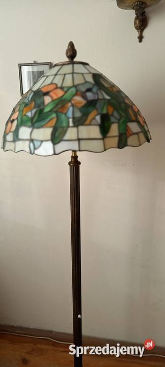 Pięknamosiężna lampa podłogowa 2 witraż w stylu Skierniewice