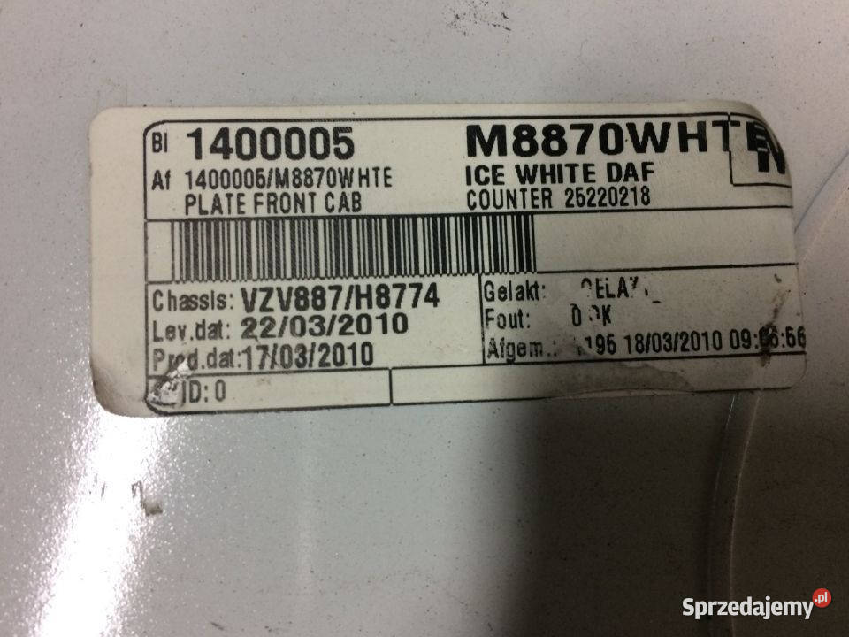 Atrapa Maska Grill Pas Kabiny DAF XF 105 1400005 ciężarowe Maszewo