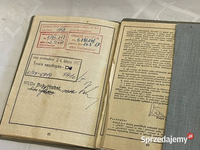 Czechosłowacka Książeczka Wojskowa 1951 SR Kraków