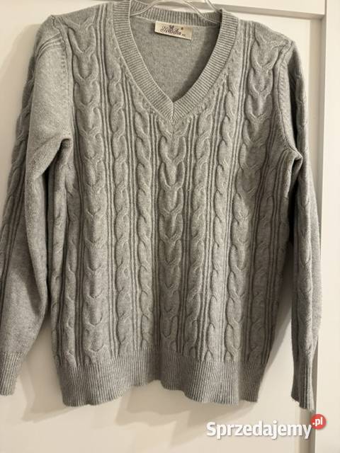 Sweter damski szary ML z warkoczami bawełna Częstochowa sprzedam