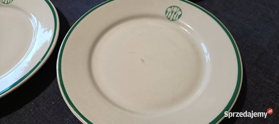 4 Talerze Lubiana Społem PRL logo sztućce Warszawa