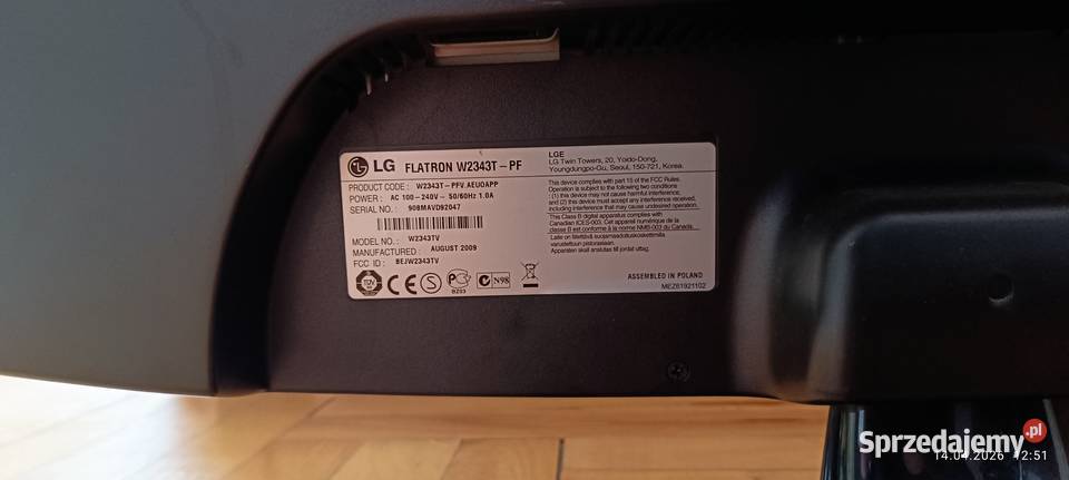 Monitor LG W2343TPF