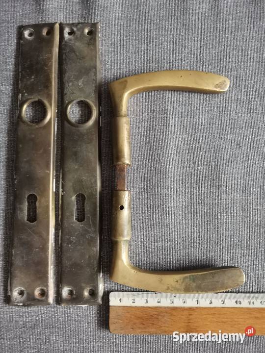 Stara przedwojenna mosiężna klamka szyldy