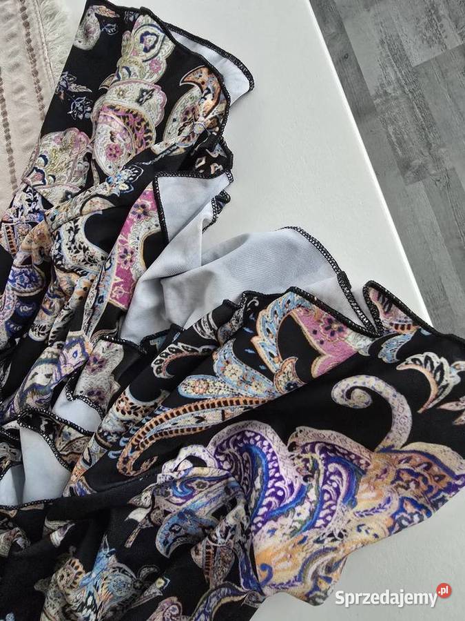 Sukienka kolorowy print Siateczkowe Rękawy kolorowy śląskie Rybnik