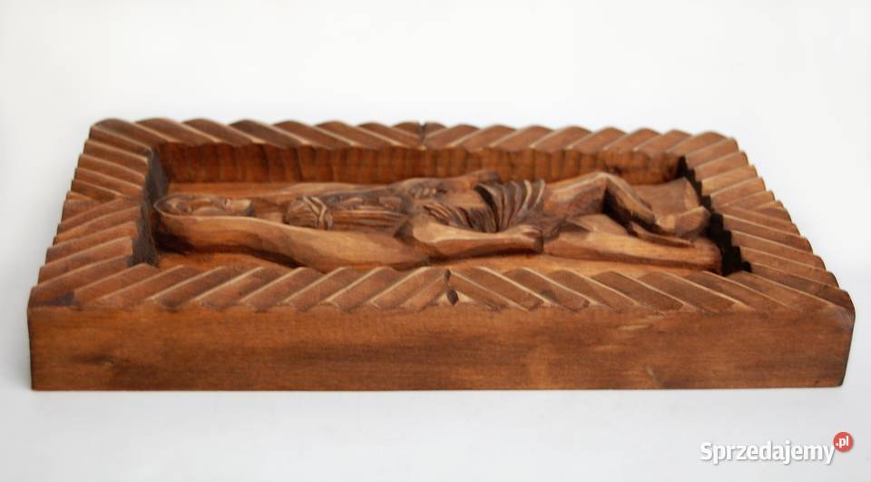 Pieta płaskorzeźba ludowa drewno polskie lubelskie Lublin