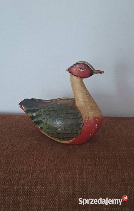 drewniana kaczka figurka vintage