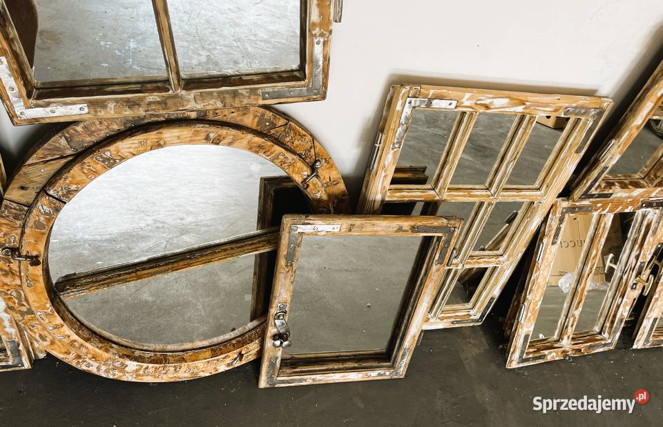 Lustro Stare okno rama okienna retro loft lustro Wyposażenie wnętrz Krzyszkowice sprzedam