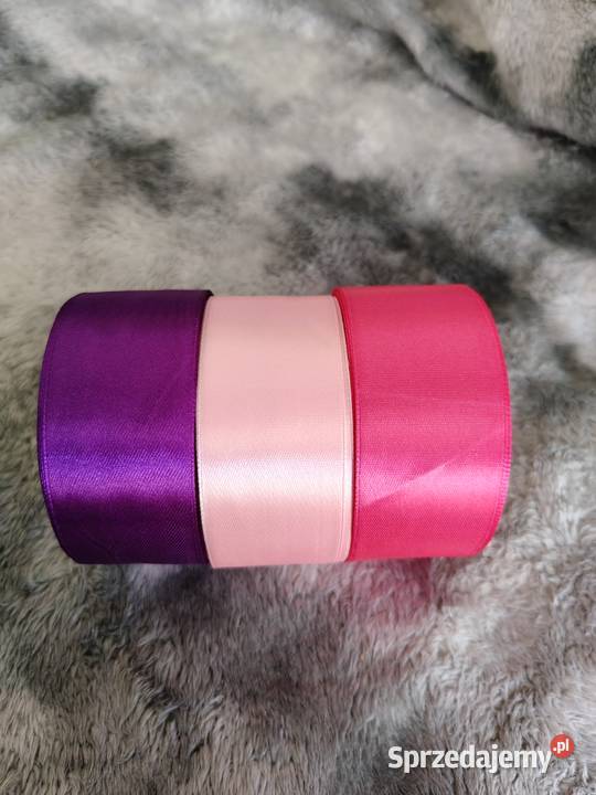 Wstążki tasiemki róż fiolet 40 mm atłasowa Antyki, Sztuka, Kolekcje pomorskie Ustka