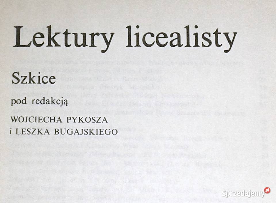 Lektury licealisty Szkice Wojciech Pykosz Leszek Chełm sprzedam