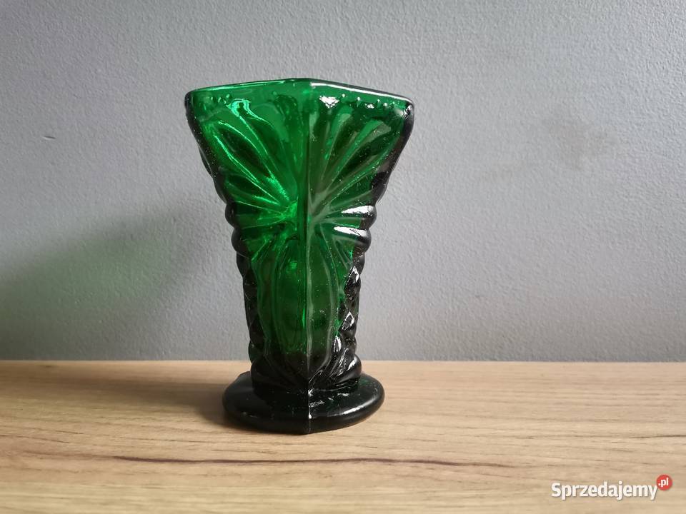 Stary zielony wazon na konwalie huta Ząbkowice Katowice sprzedam