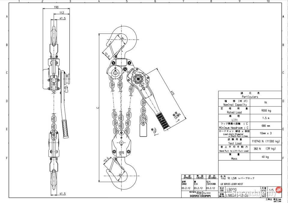 KITO LB090 9 ton wciągnik łańcuchowy ręczny lubelskie