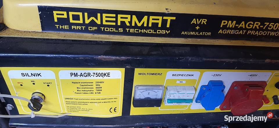 Agregat prądotwórczy PowerMat 7500W uszkodzony Dąbrowa Górnicza