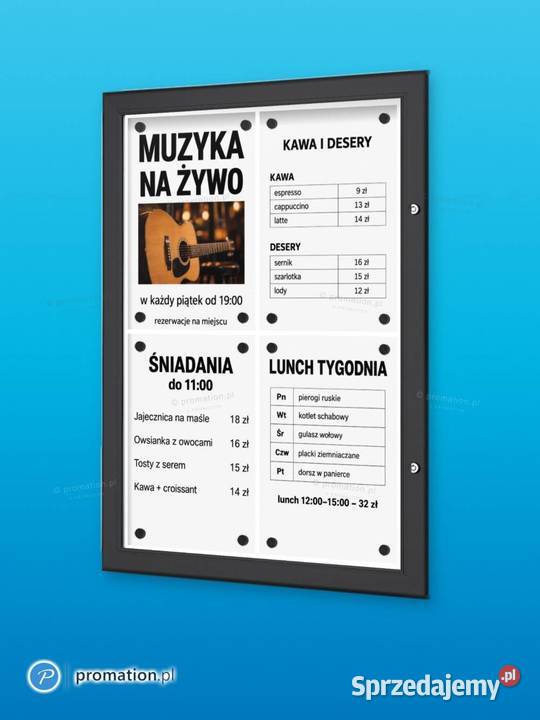 Czarna gablota na menu 4A4 do restauracji pubu i