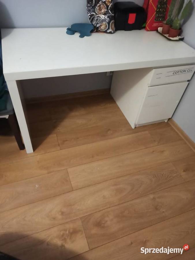 Duże białe biurko z szafeczka 140cm Łódź