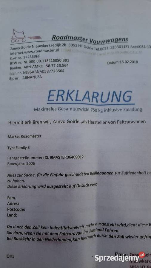Przyczepa Kampingowa Rozkładana Rok produkcji 2006 Konopiska