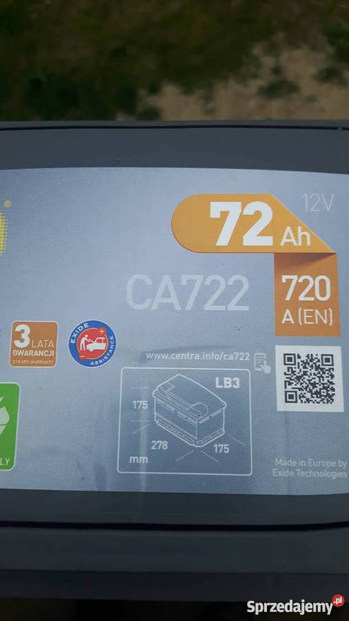 Akumulator Centra 12V72Ah 3LATA GWARANCJI warmińsko-mazurskie Lidzbark
