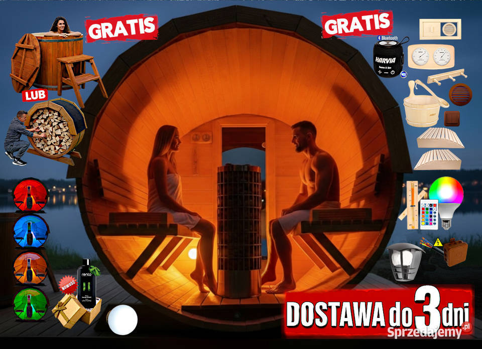 SAUNA Ogrodowa 300 OKNO 100 Beczka 500L Nowy Targ